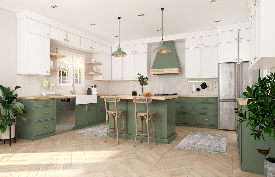 Forest Edge slim shaker island kitchen